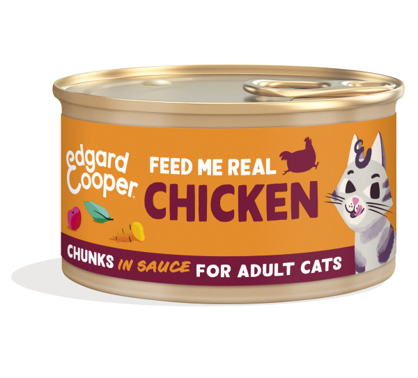 Edgard & Cooper Kat Adult Stukjes Kip – Nat Kattenvoer – 85 g