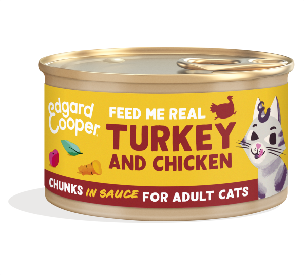 Edgard & Cooper Kat Adult Stukjes Kalkoen & Kip – Nat Kattenvoer – 85 g