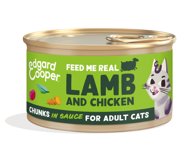 Edgard & Cooper Kat Adult Stukjes Lam & Kip – Nat Kattenvoer – 85 g