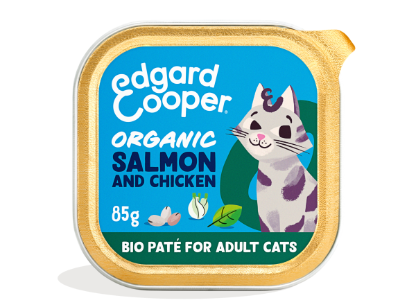 Edgard & Cooper Kat Adult Paté Biologisch Zalm & Kip – Nat Kattenvoer – 85 g