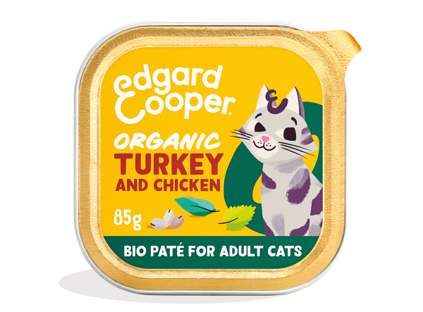 Edgard & Cooper Kat Adult Paté Biologisch Kalkoen – Nat Kattenvoer – 85 g