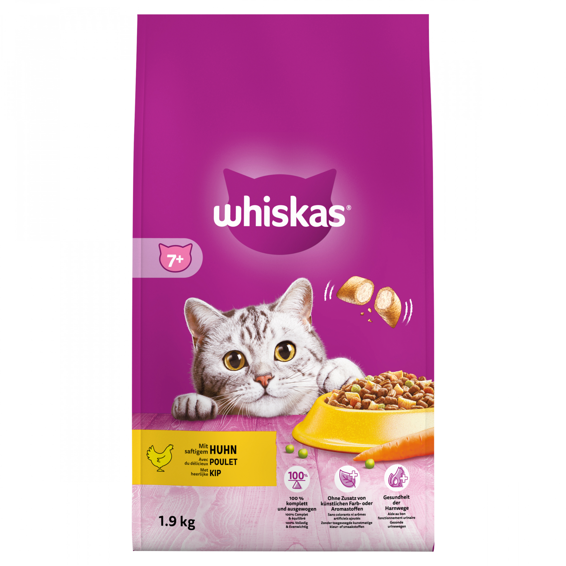 Whiskas 7+ Senior kip droogvoer 1,9 kg verpakking