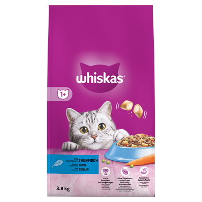 Whiskas 1+ droog kattenvoer tonijn 3,8 kg verpakking