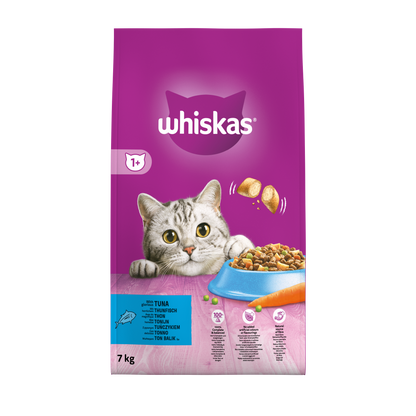 Whiskas 1+ droog kattenvoer tonijn 7 kg verpakking