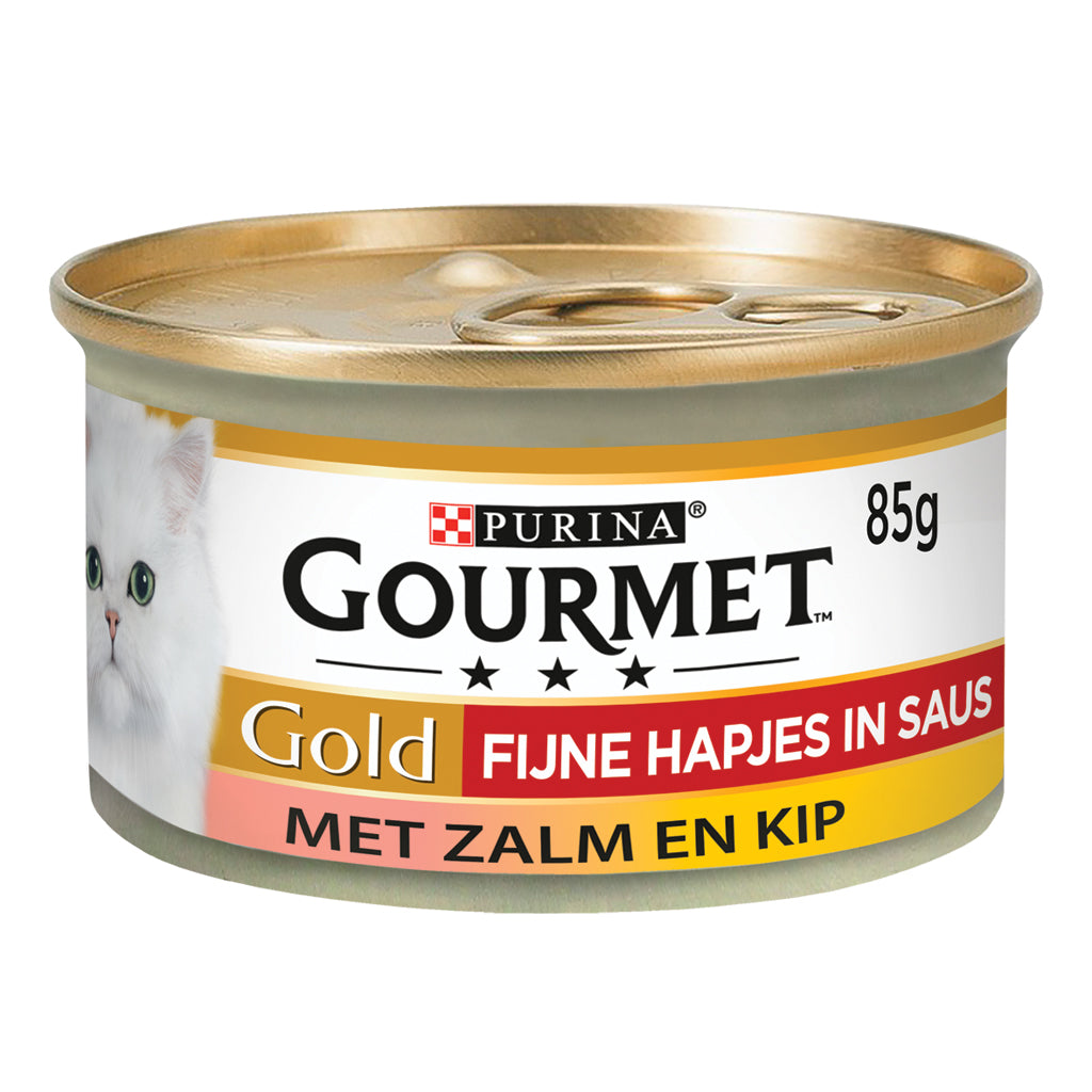 Gourmet Gold Blik Fijne Hapjes Zalm & Kip – Nat Kattenvoer – 85 g