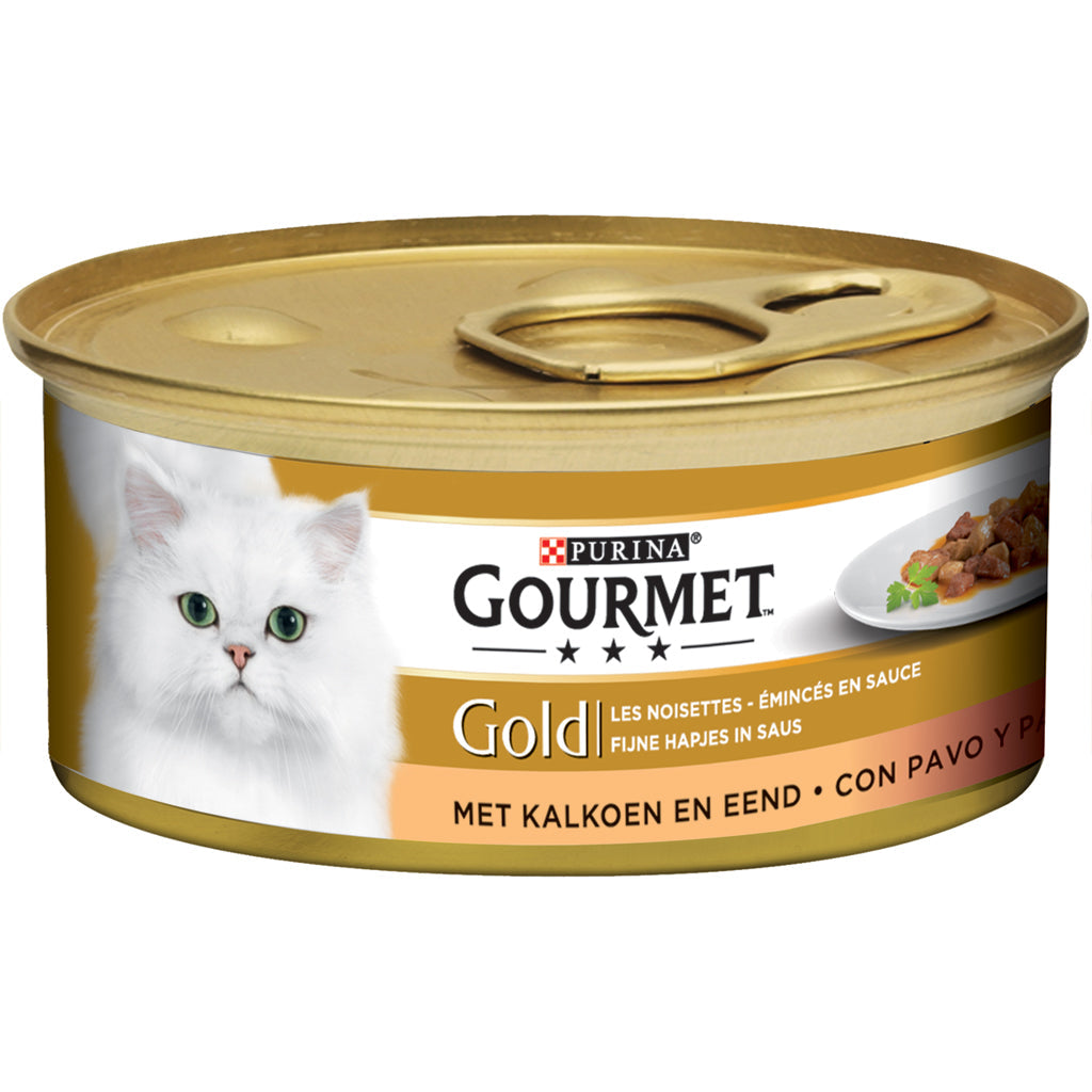 Gourmet Gold Blik Fijne Hapjes Kalkoen & Eend – Nat Kattenvoer – 85 g