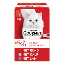 Gourmet Mon Petit Vlees Selectie 6x50gr – natvoer voor katten met rund, kalf en lam