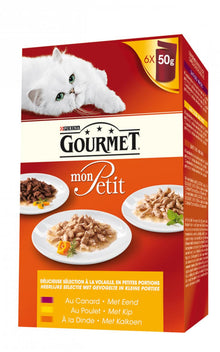 Gourmet Mon Petit Gevogelte Selectie 6x50gr – natvoer voor katten met kip, kalkoen en eend