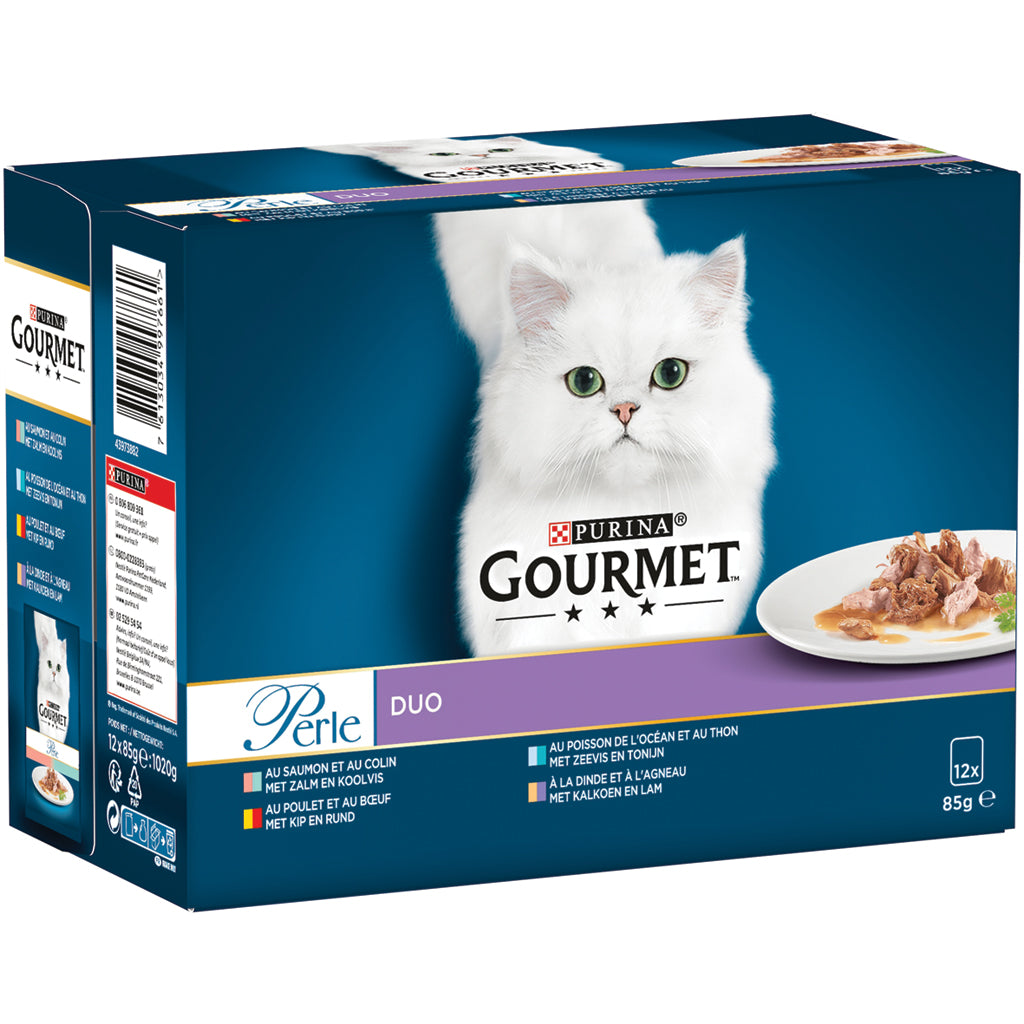 Gourmet Perle Duo rund en kip – nat kattenvoer in saus 12x85g