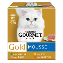 Gourmet Gold Mousse Multipack 8x85gr – natvoer voor katten met kip, zalm en konijn