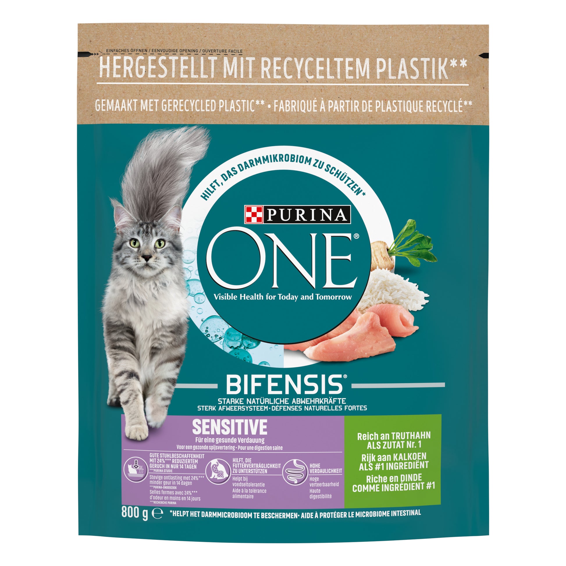 Purina ONE Sensitive Kalkoen voor Volwassen Katten – Droog Kattenvoer – 800 g