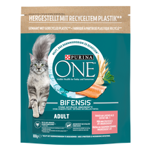 Purina ONE Zalm droog kattenvoer voor volwassen katten 800 g verpakking voorkant