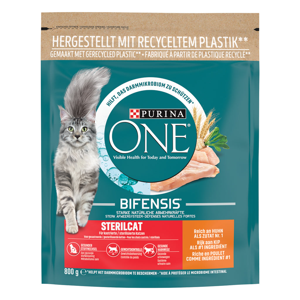 Purina ONE Gesteriliseerd Kip & Tarwe voor Volwassen Katten – Droog Kattenvoer – 800 g