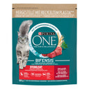 Purina ONE Gesteriliseerd Rund droog kattenvoer voor volwassen katten 800 g verpakking voorkant
