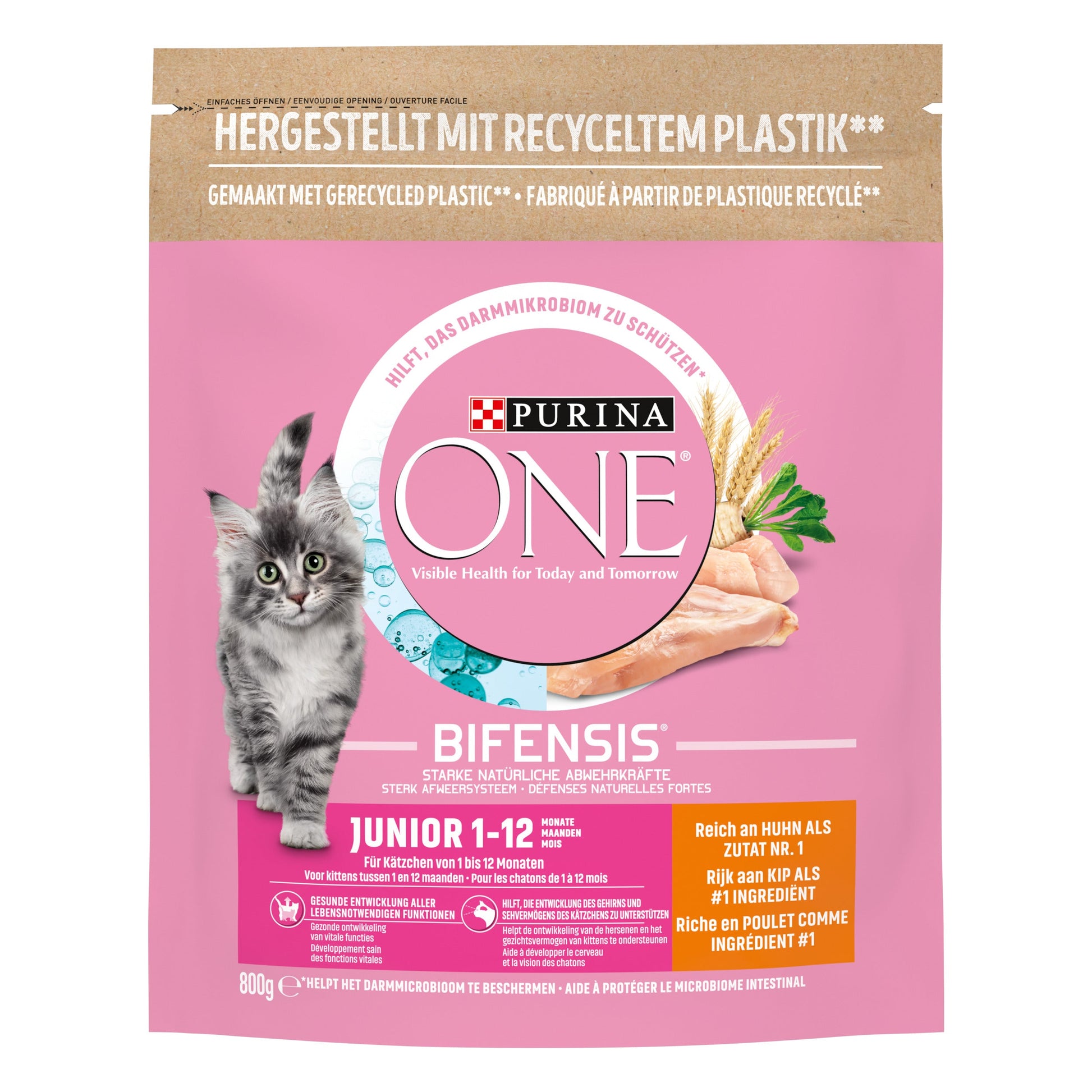 Purina ONE Kitten Kip droog kattenvoer 800 g verpakking voorkant