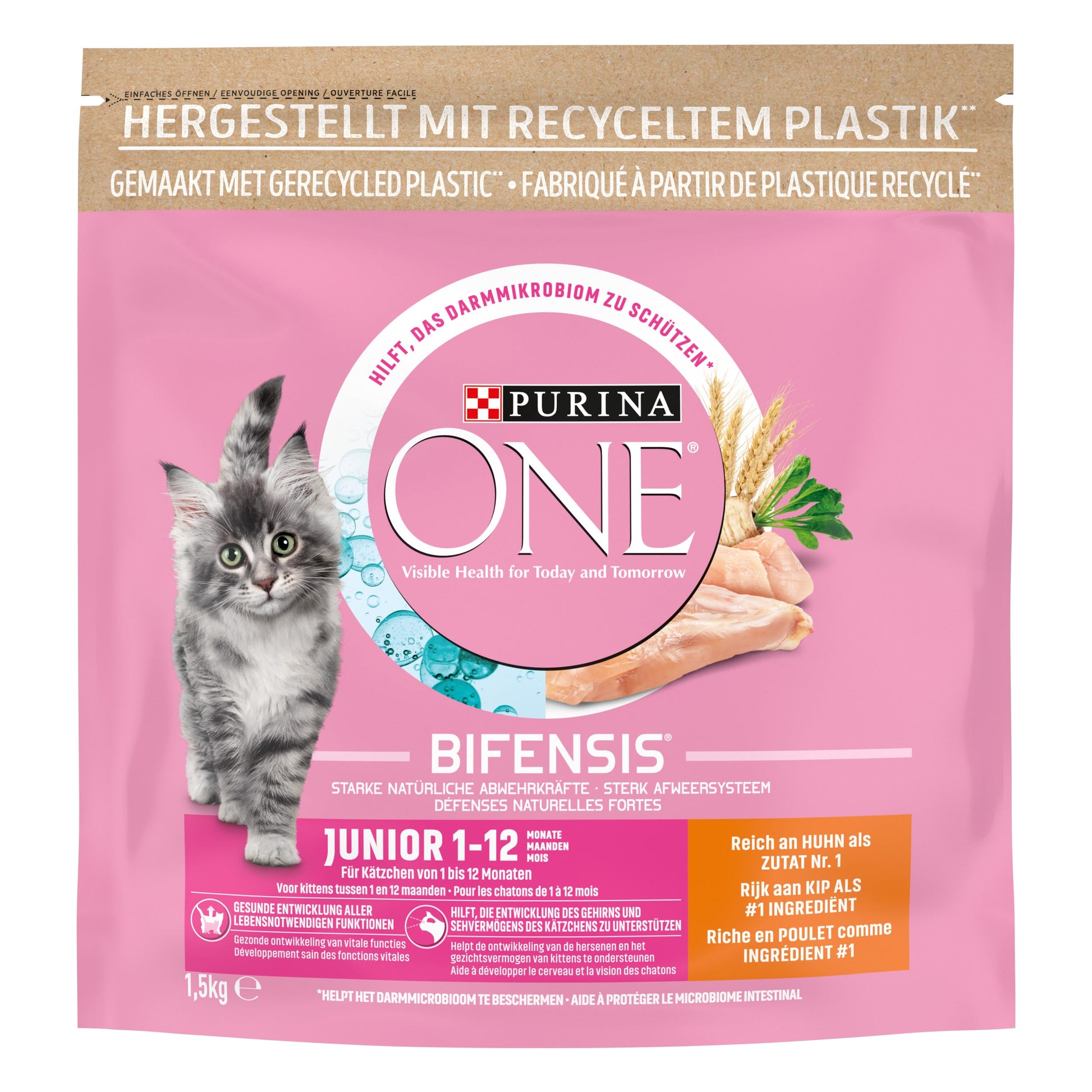 Purina ONE Kitten Kip droog kattenvoer 1,5 kg verpakking voorkant