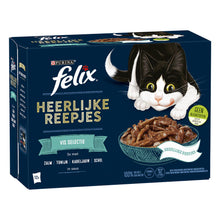 Felix Heerlijke Reepjes Vis Selectie – nat kattenvoer in jus 12x80g