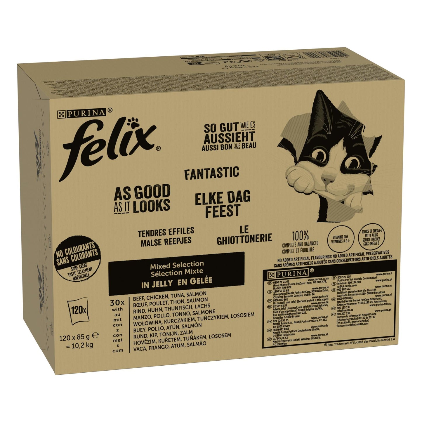 Felix Elke Dag Feest mix selectie in gelei 120 x 85 g kattenvoer
