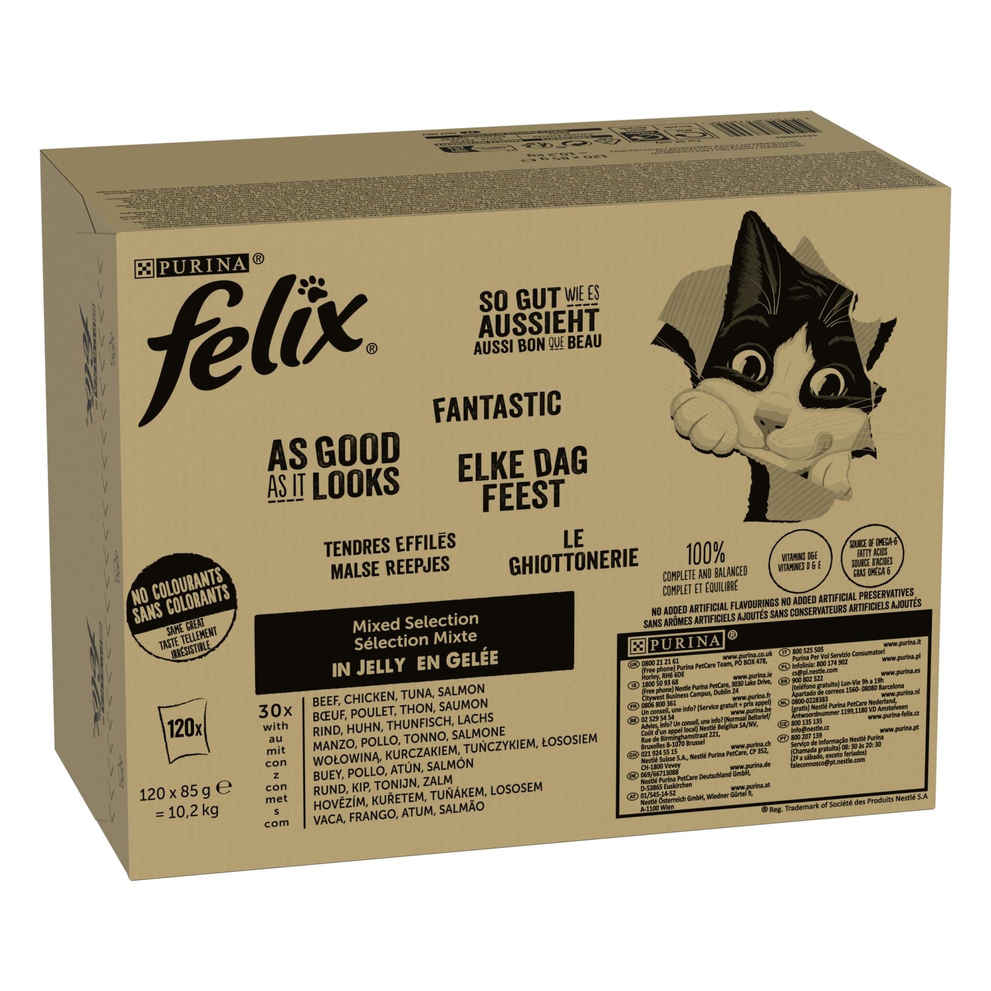 Felix Elke Dag Feest mix selectie in gelei 120 x 85 g kattenvoer