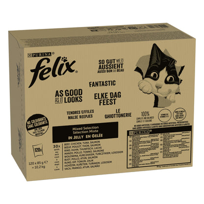 Felix Elke Dag Feest mix selectie in gelei 120 x 85 g kattenvoer