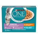 Purina ONE Sensitive voor Volwassen Katten Maaltijdzakjes Kip & Tonijn & Wortels – Natvoer – 8 × 85 g