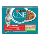 Purina ONE Gesteriliseerd voor Volwassen Katten Zalm & Wortels & Kalkoen & Sperziebonen – Droog Kattenvoer – 8 × 85 g