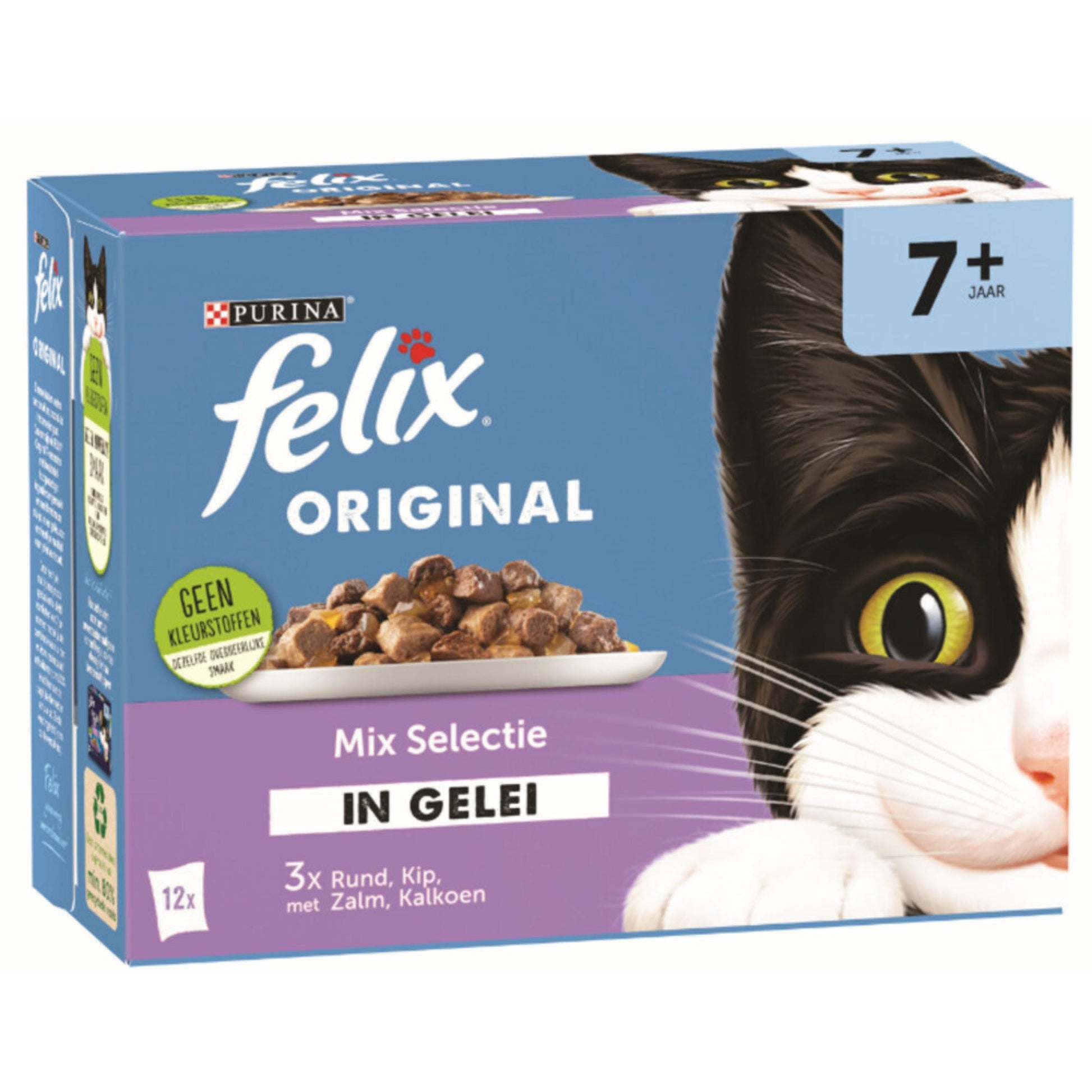 Felix Original Senior Mix Selectie – nat kattenvoer in gelei 12x85g