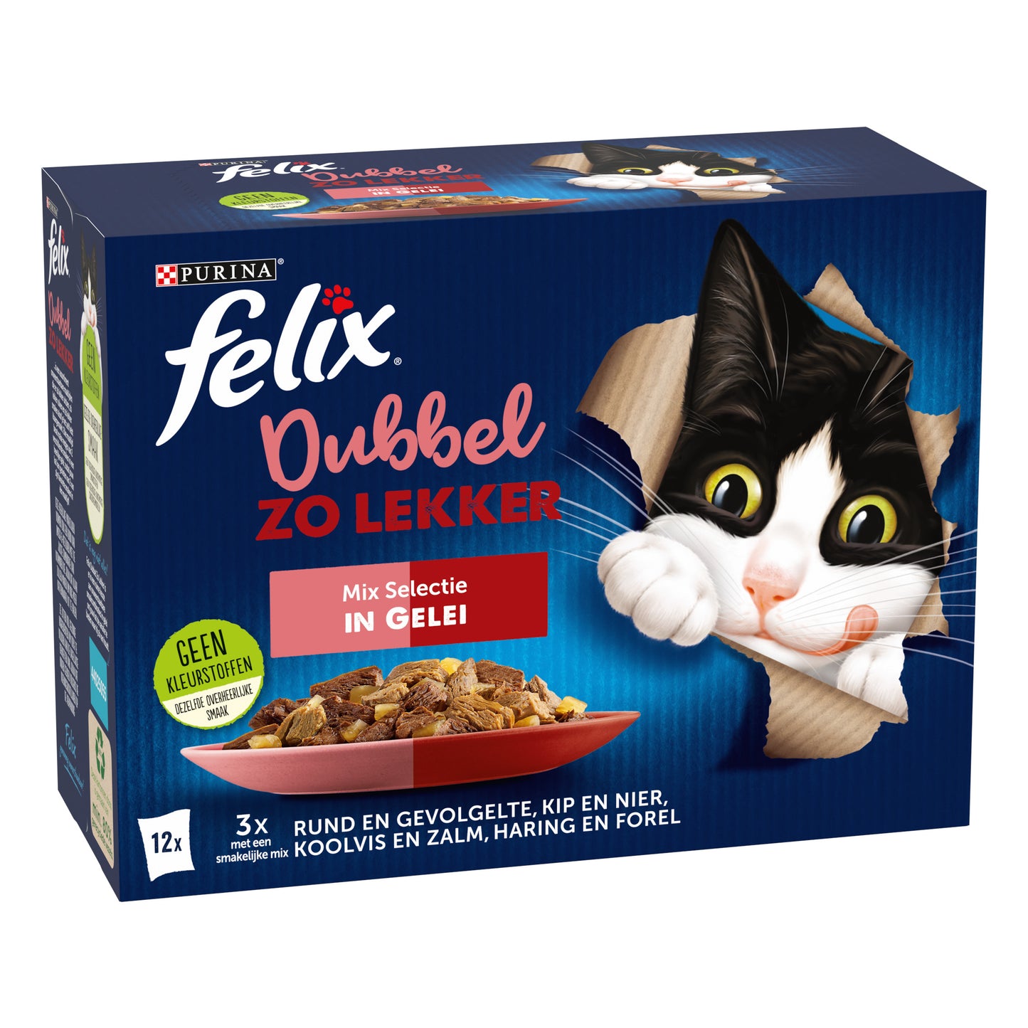 Felix Dubbel Zo Lekker Mix Selectie – nat kattenvoer in gelei 12x85g