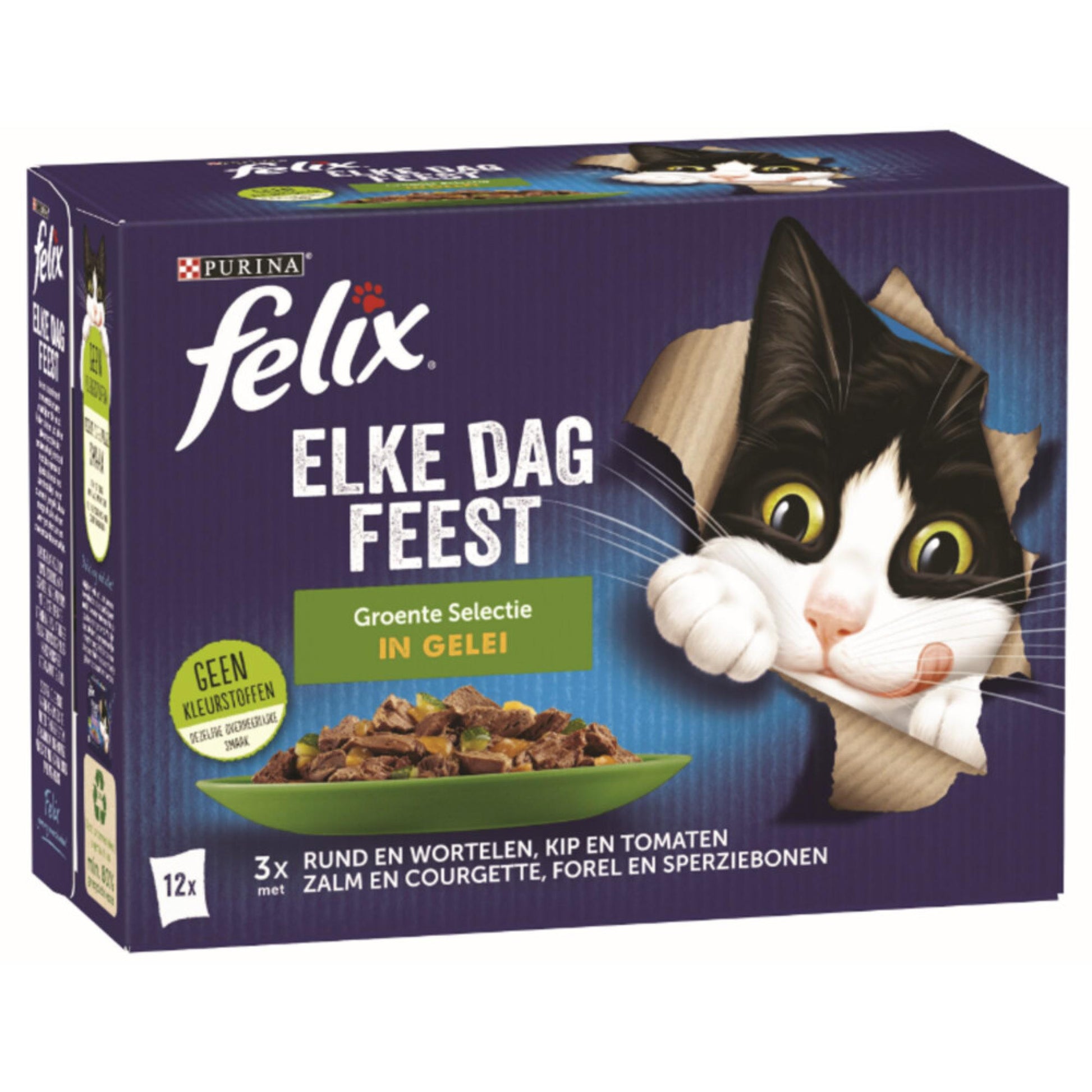 Felix Elke Dag Feest groente selectie in gelei 12x85gr kattenvoer