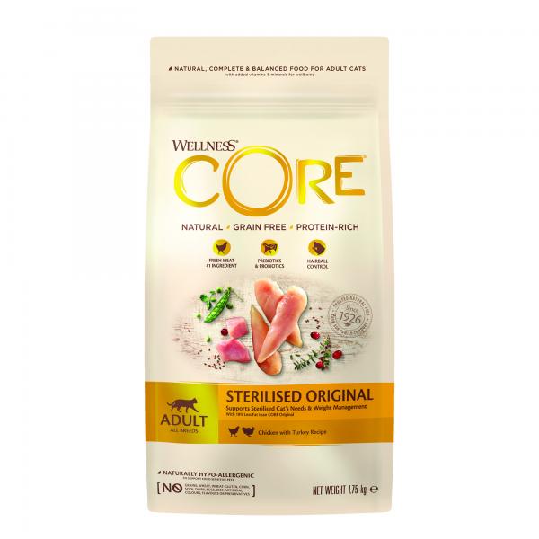 Wellness CORE Gesteriliseerd Original Kip & Kalkoen – Droog Kattenvoer – 1,75 kg