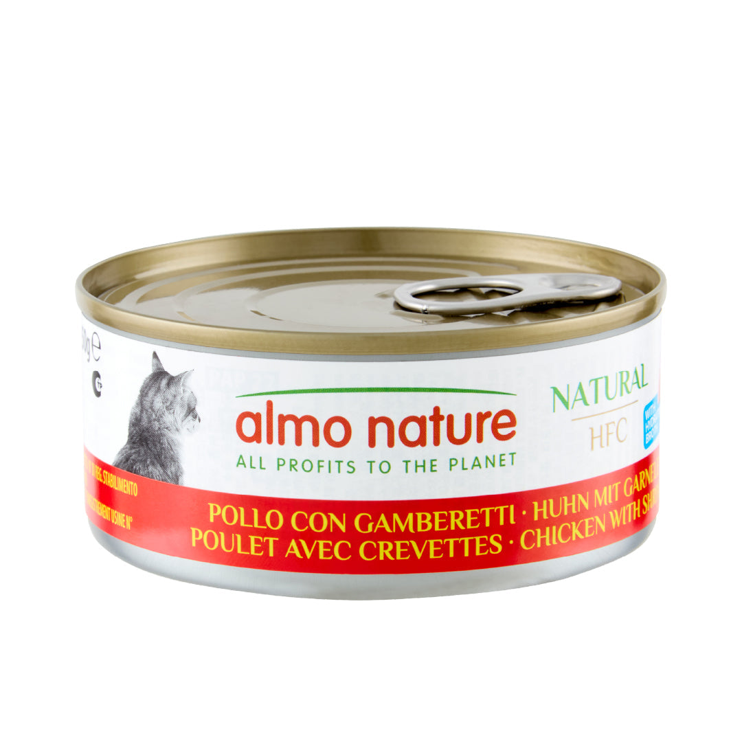 Almo Nature HFC Blik Natural Kip & Garnalen – Nat Kattenvoer – 150 g