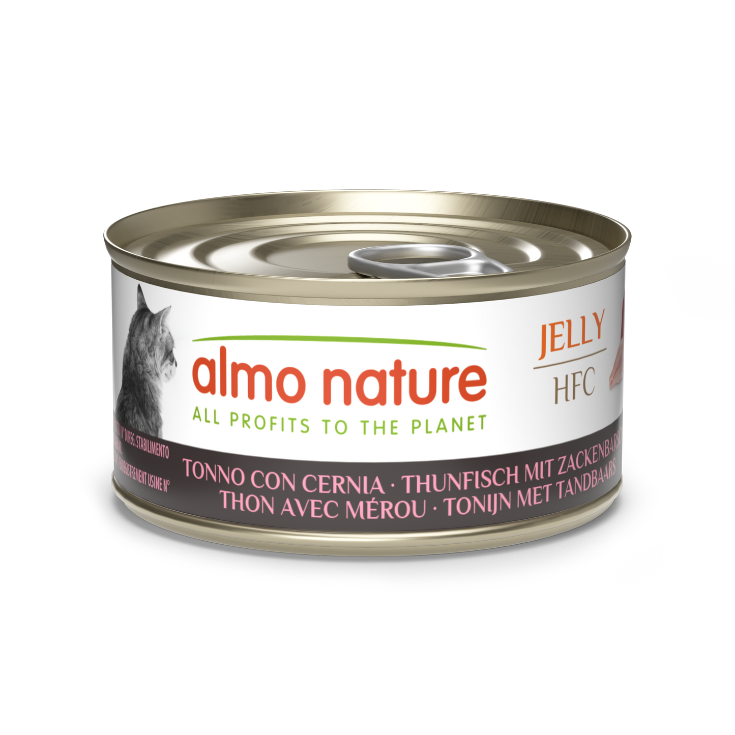 Almo Nature HFC Blik Gelei Tonijn & Tandbaars – Nat Kattenvoer – 70 g