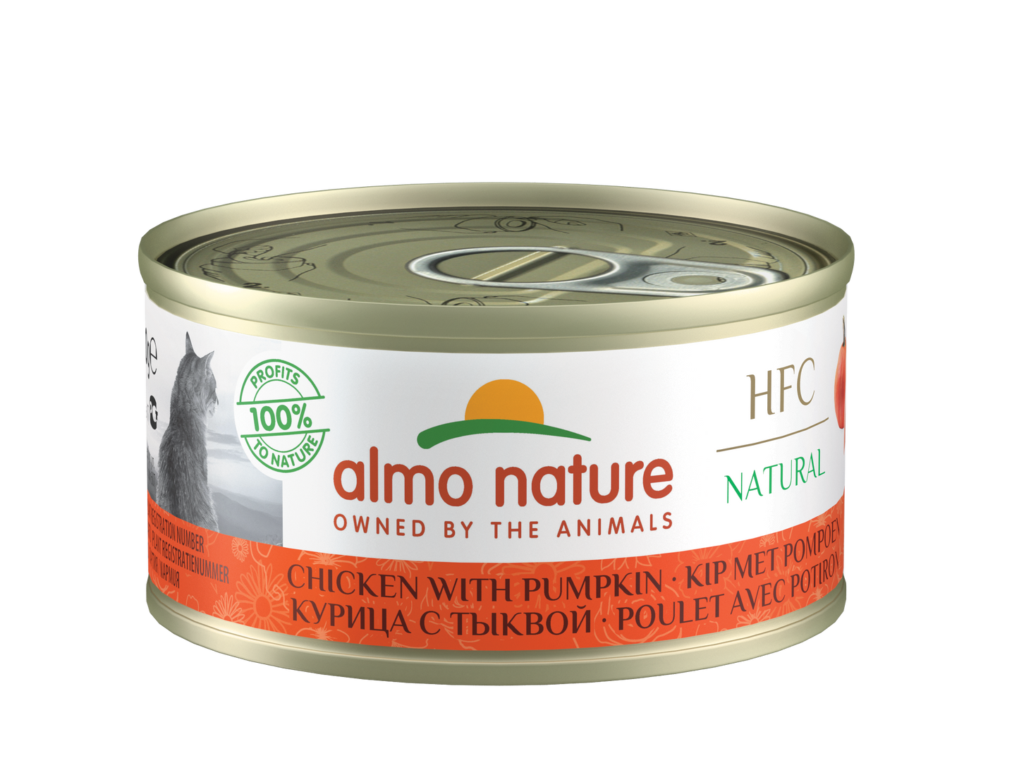 Almo Nature HFC Blik Natural Kip & Pompoen – Nat Kattenvoer – 70 g