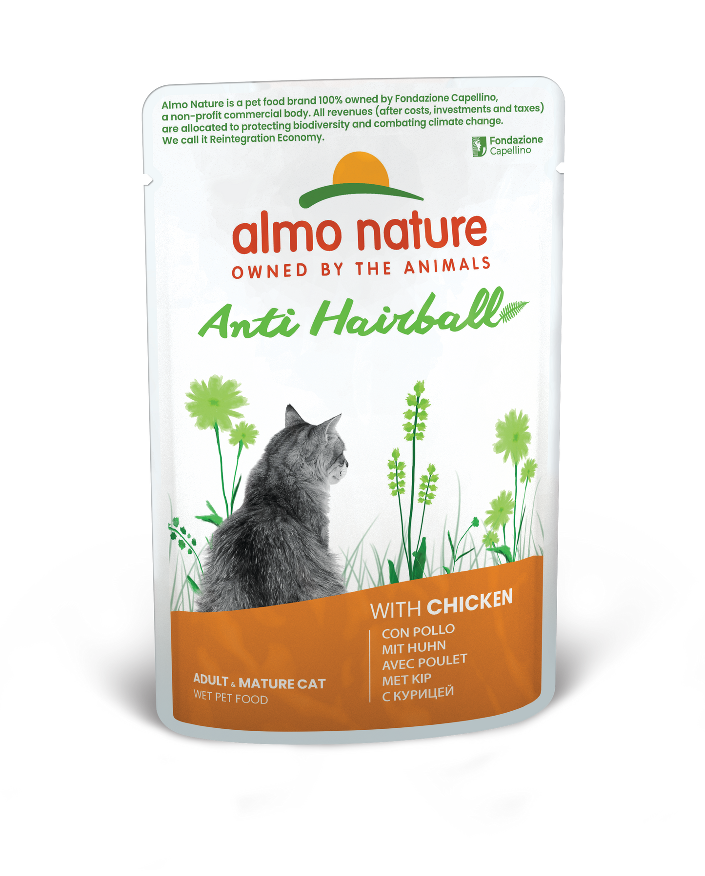 Almo Nature Holistic Maaltijdzakje Anti-haarbal Kip – Nat Kattenvoer – 70 g