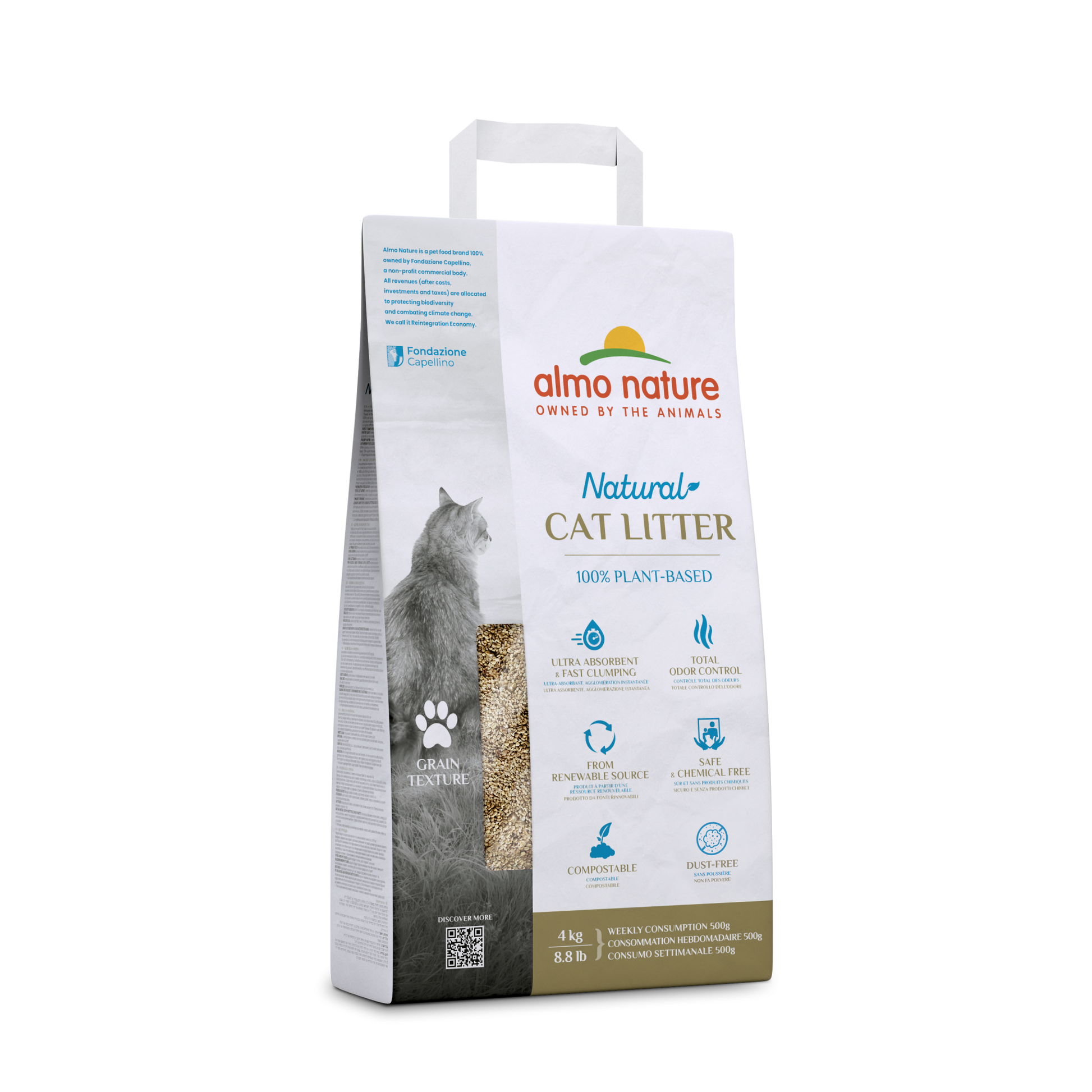 Almo Nature Cat Litter 4kg – plantaardige kattenbakvulling met grain texture