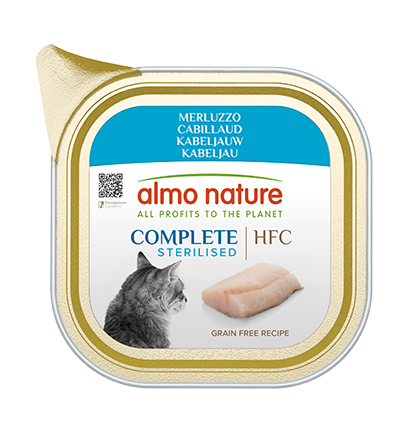 Almo Nature HFC Kuipje Compleet Gesteriliseerd Kabeljauw – Nat Kattenvoer – 85 g