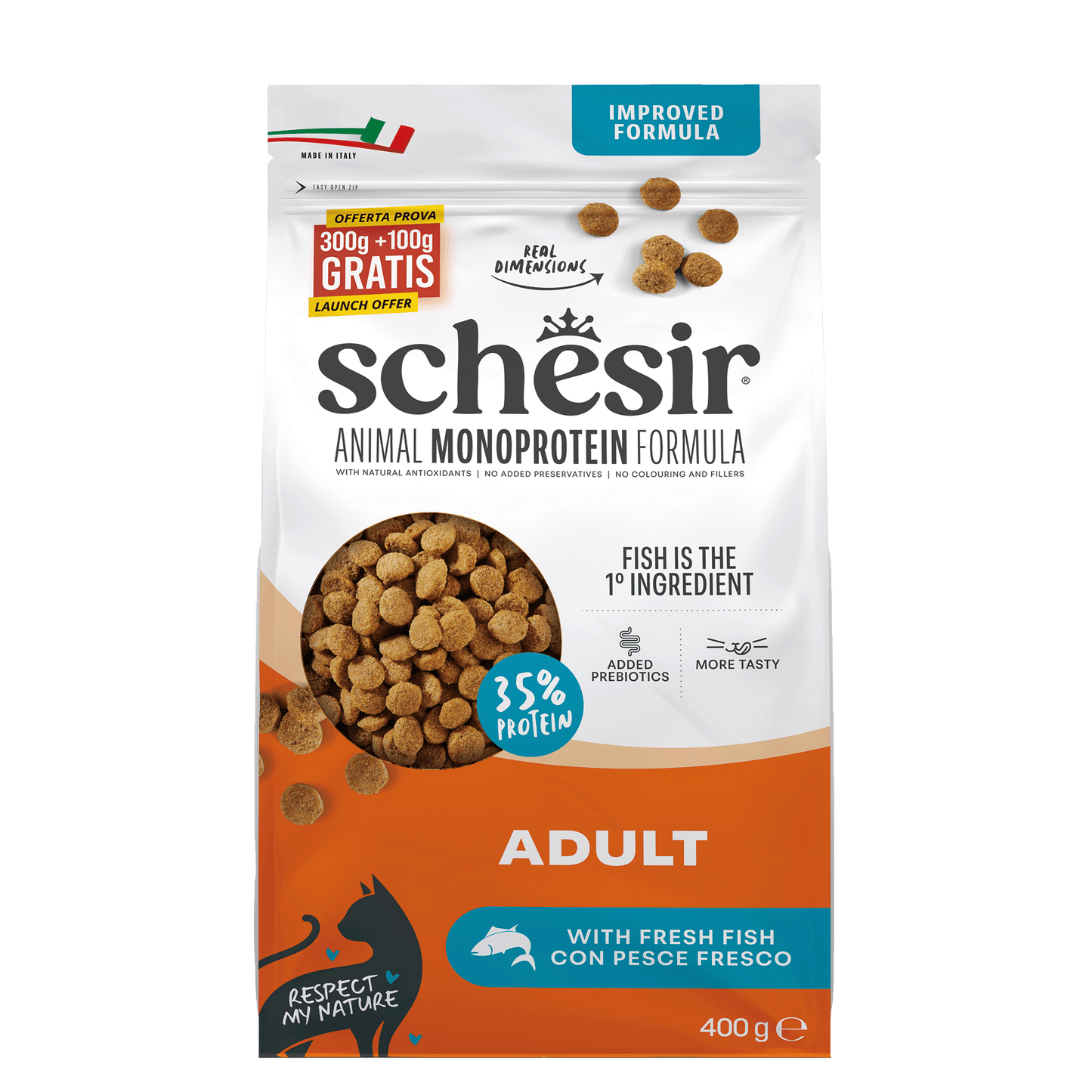 Schesir Monoprotein Vis – Droog Kattenvoer – 400 g