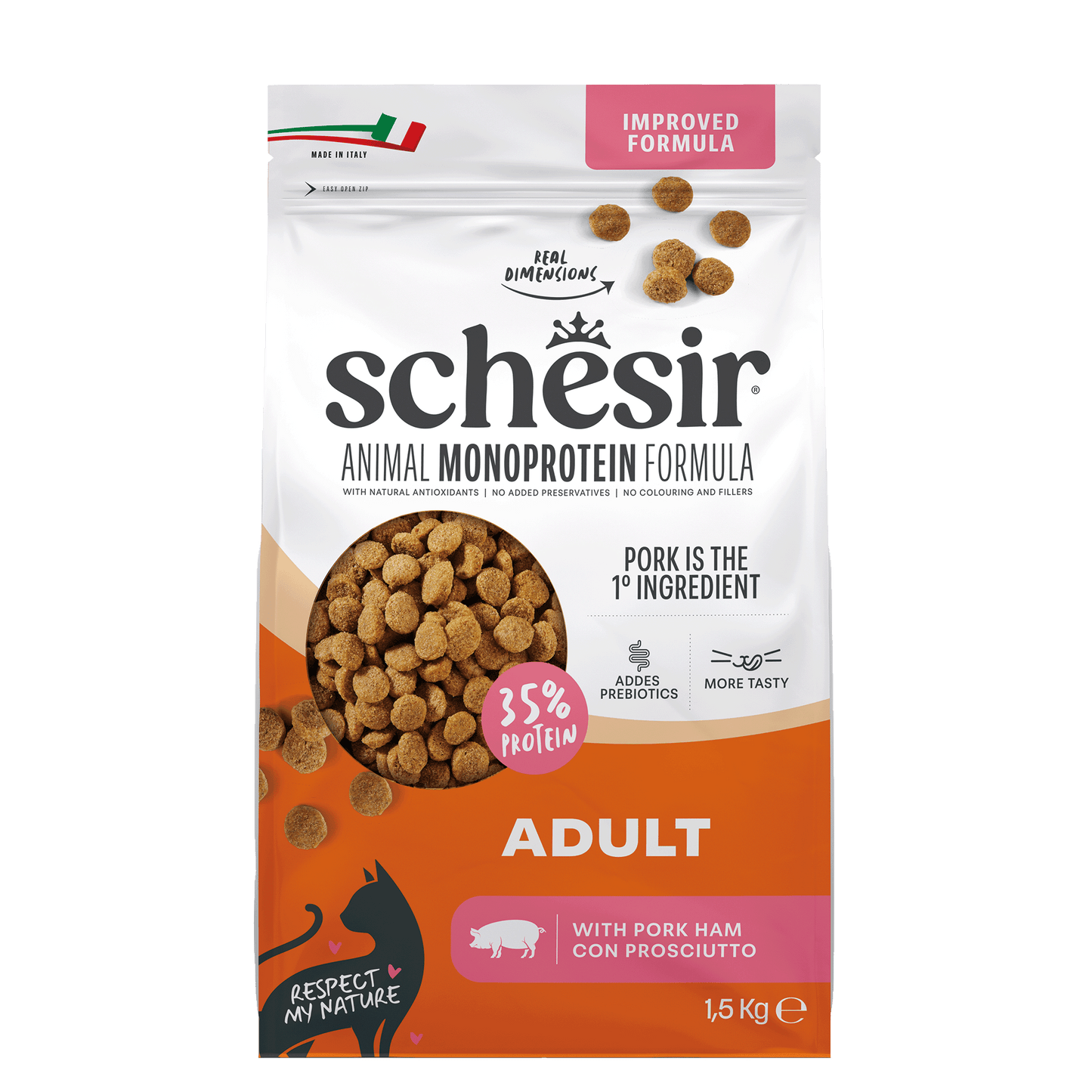 Schesir Monoprotein Ham – Droog Kattenvoer – 1,5 kg