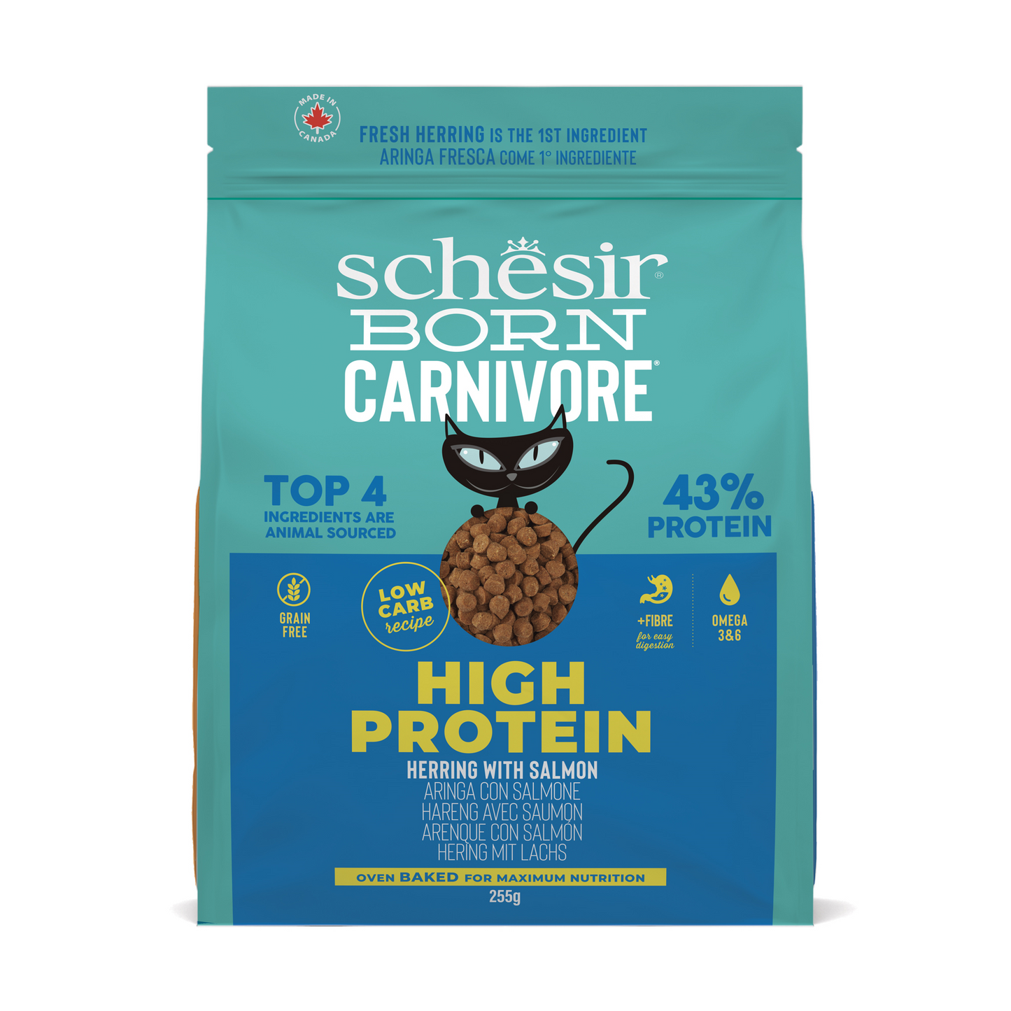 Schesir Born Carnivore Haring & Zalm – Droog Kattenvoer – 255 g