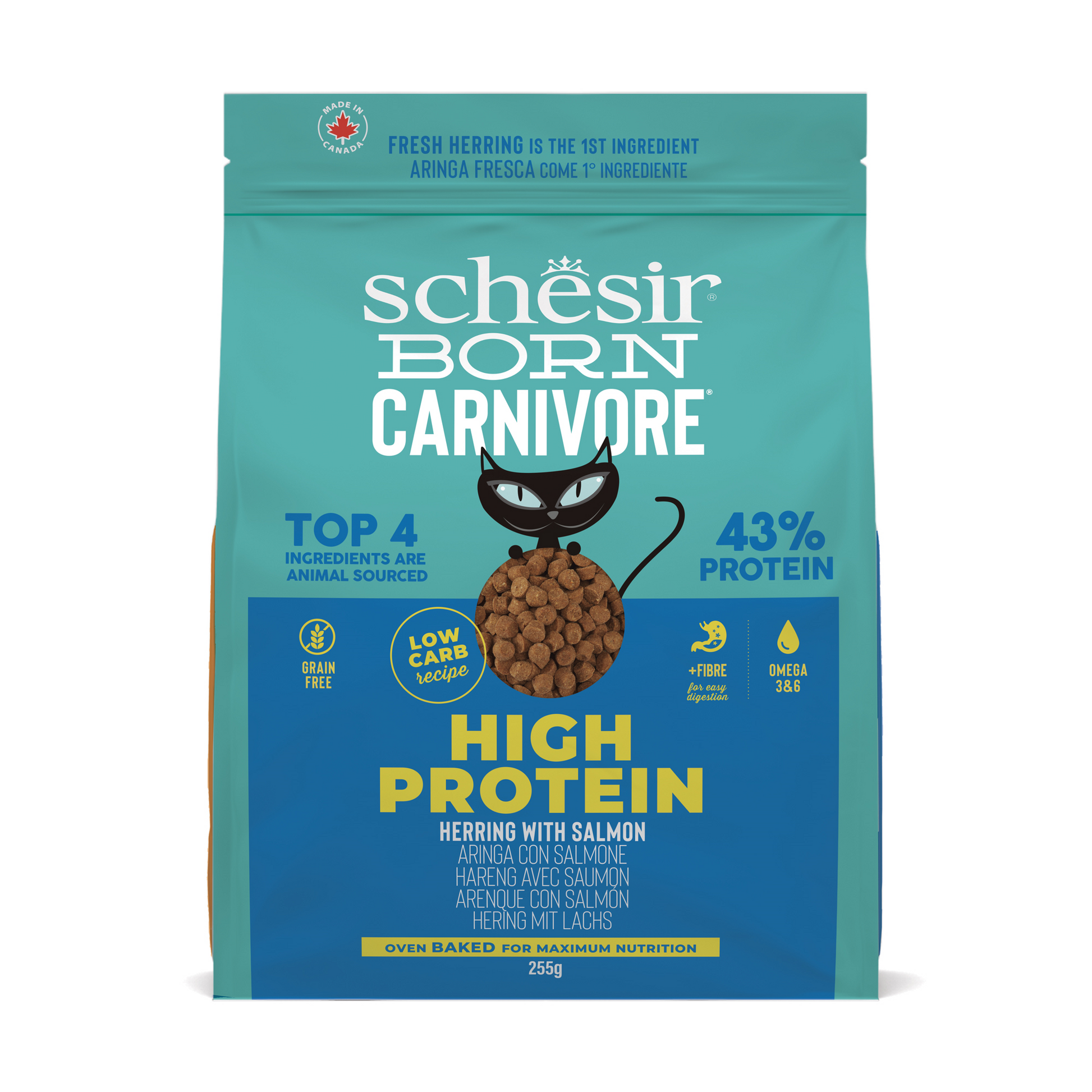 Schesir Born Carnivore Haring & Zalm – Droog Kattenvoer – 255 g