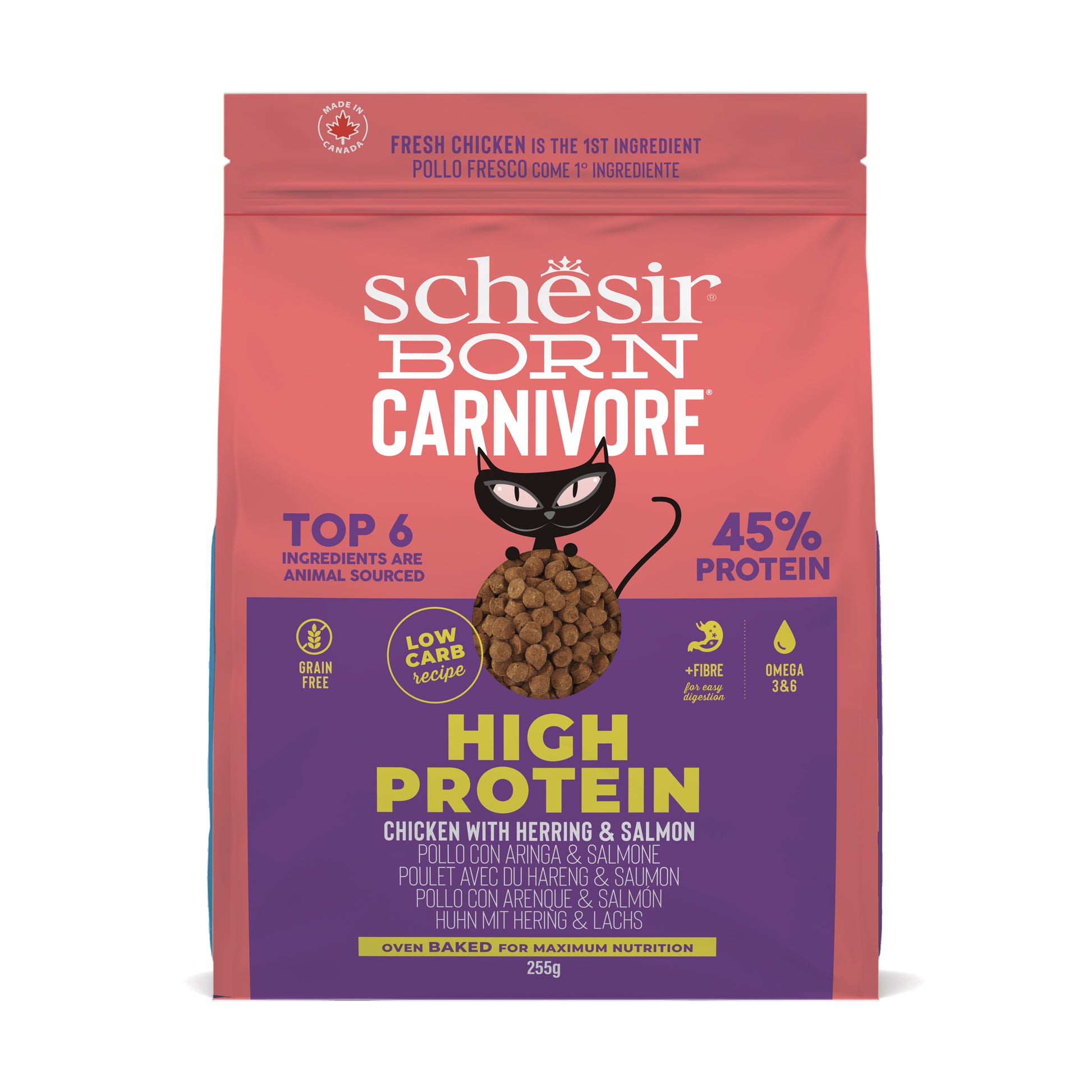 Schesir Born Carnivore Kip & Haring – Droog Kattenvoer – 255 g