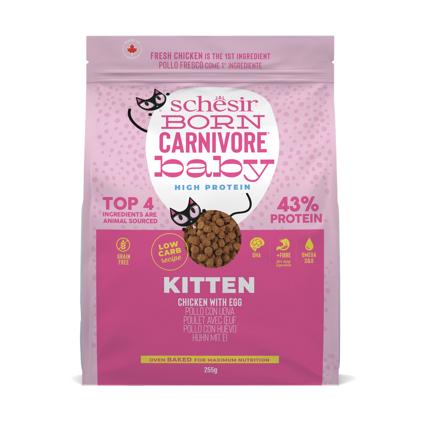 Schesir Born Carnivore Kitten Kip & Ei – Droog Kattenvoer – 255 g