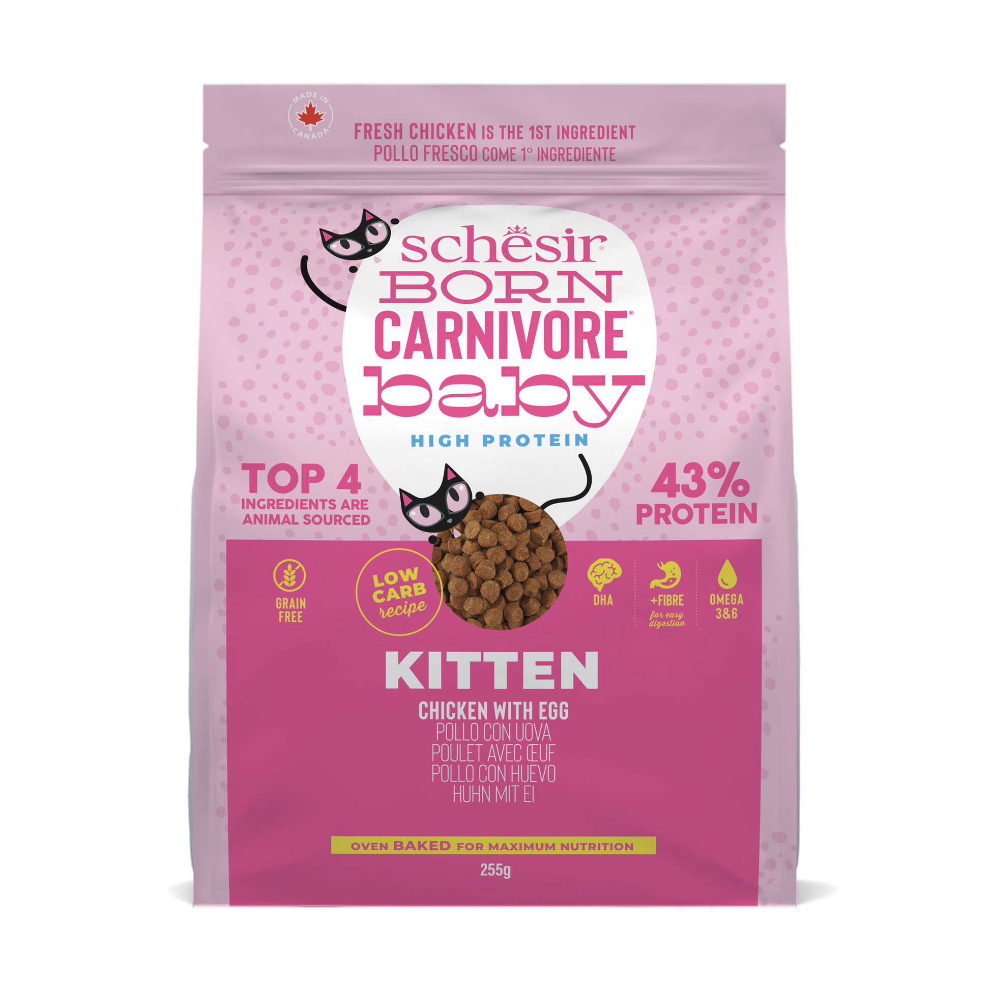 Schesir Born Carnivore Kitten Kip & Ei – Droog Kattenvoer – 255 g