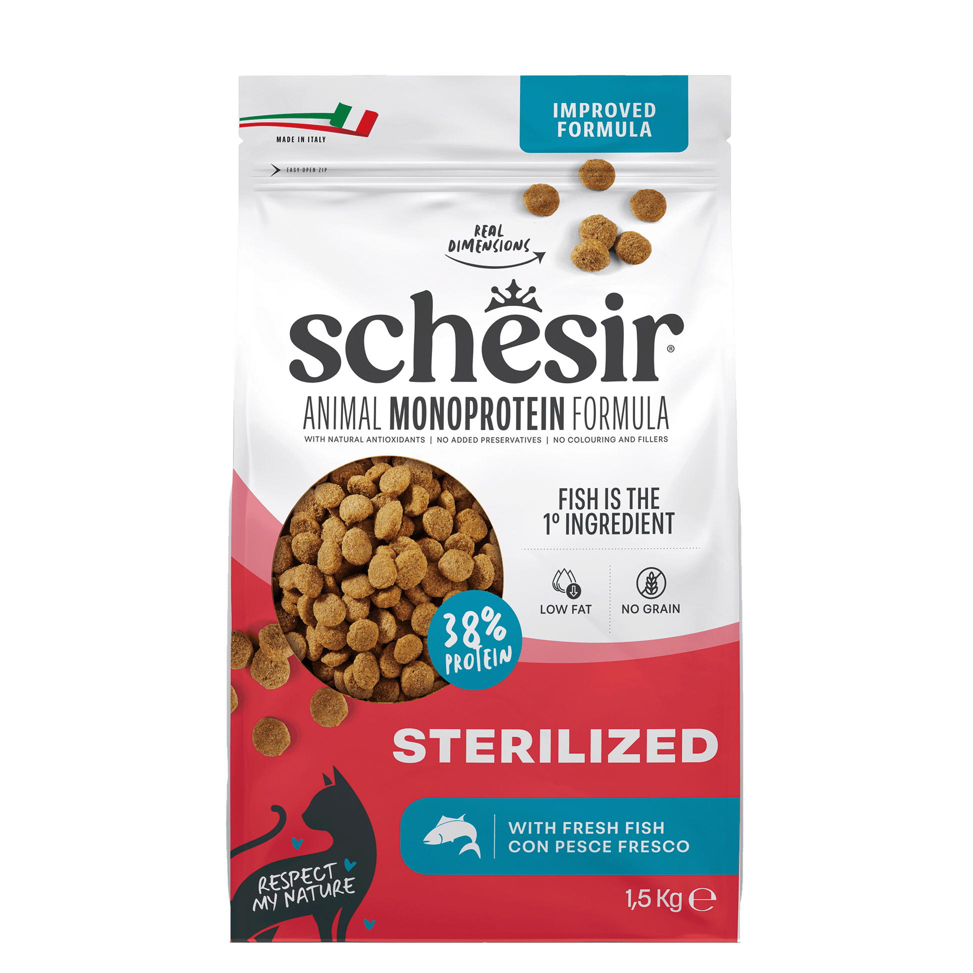 Schesir Monoprotein Gesteriliseerd Vis – Droog Kattenvoer – 1,5 kg