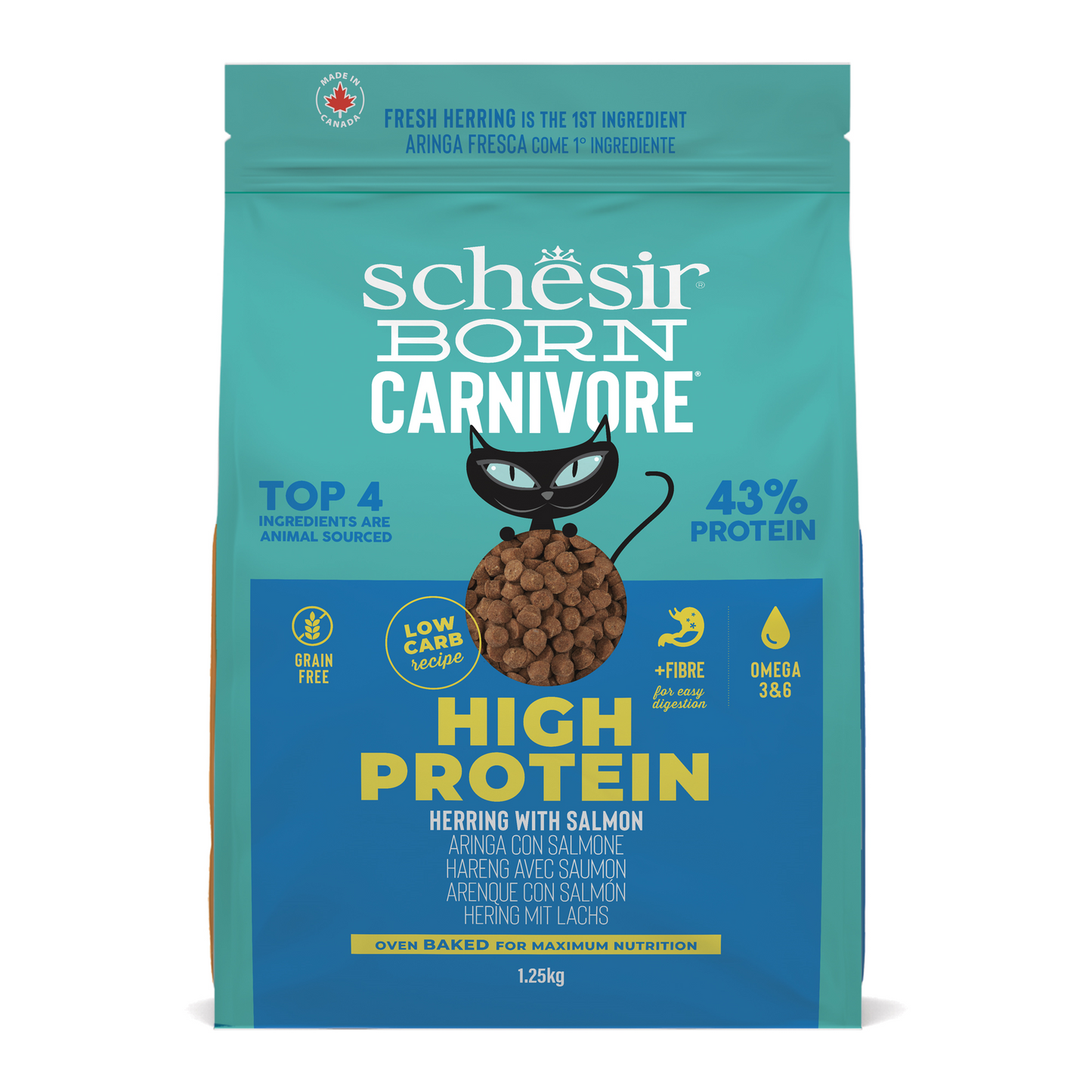 Schesir Born Carnivore Haring & Zalm – Droog Kattenvoer – 1,25 kg