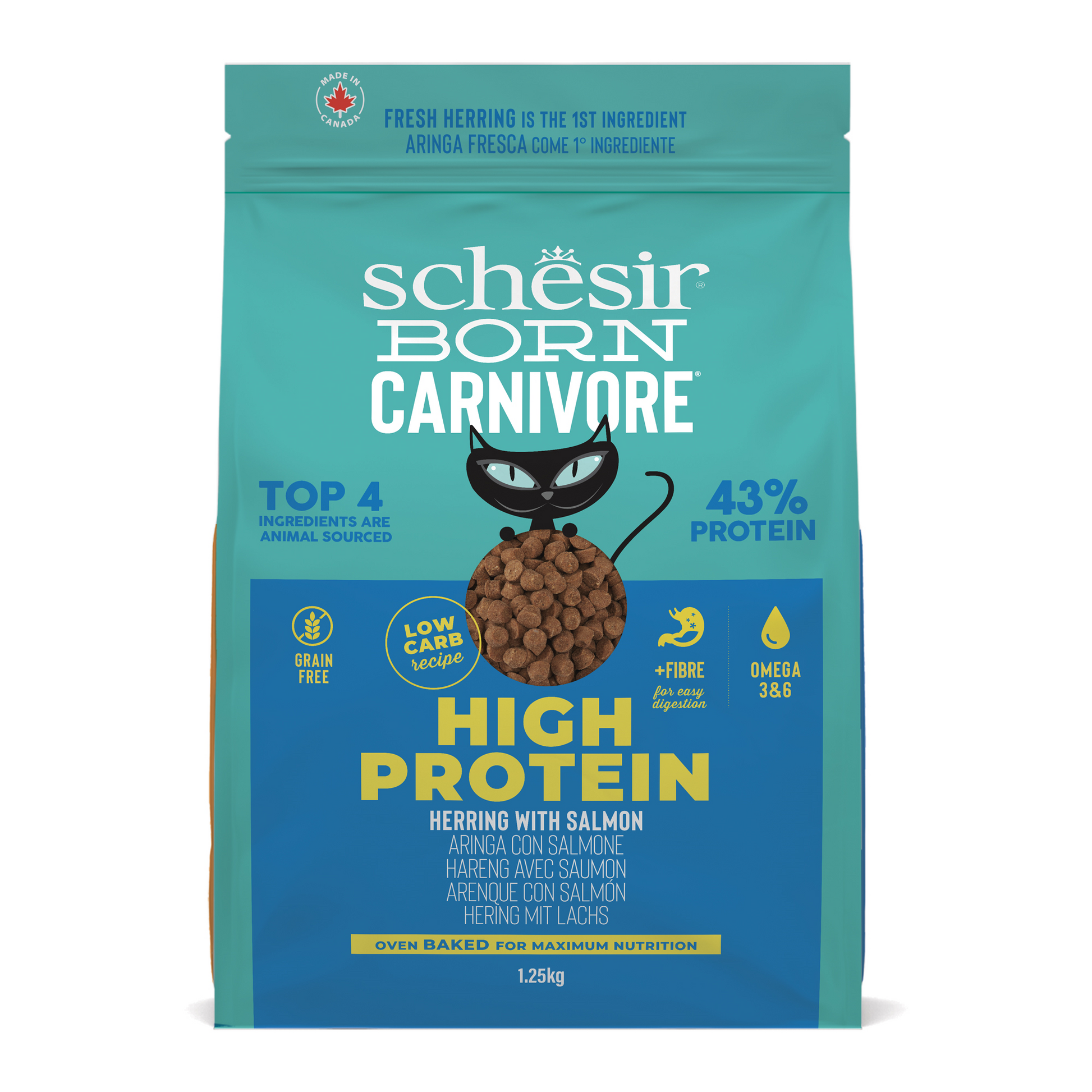 Schesir Born Carnivore Haring & Zalm – Droog Kattenvoer – 1,25 kg