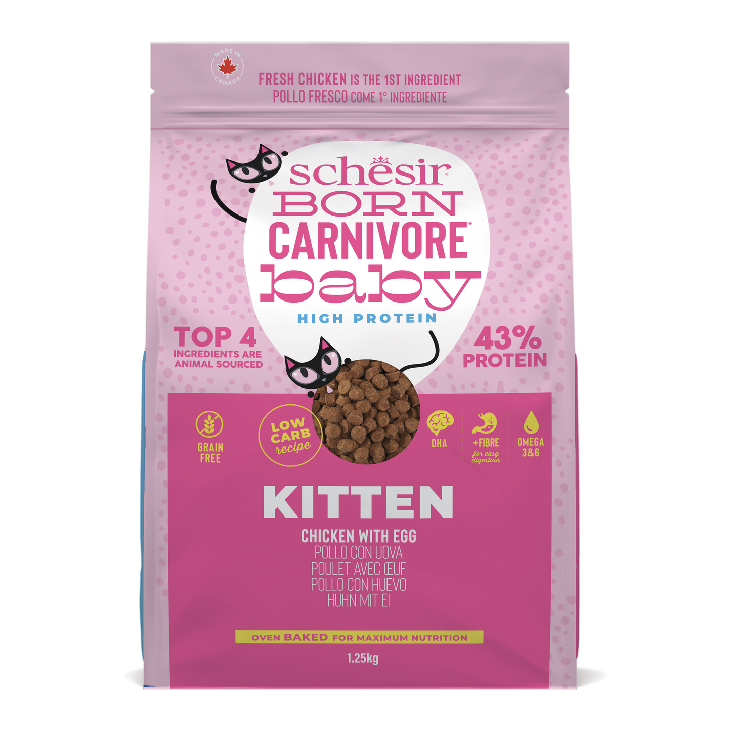 Schesir Born Carnivore Kitten Kip & Ei – Droog Kattenvoer – 1,25 kg