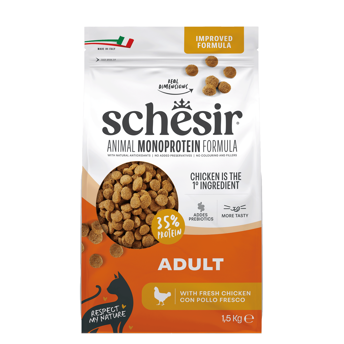 Schesir Monoprotein Kip – Droog Kattenvoer – 1,5 kg
