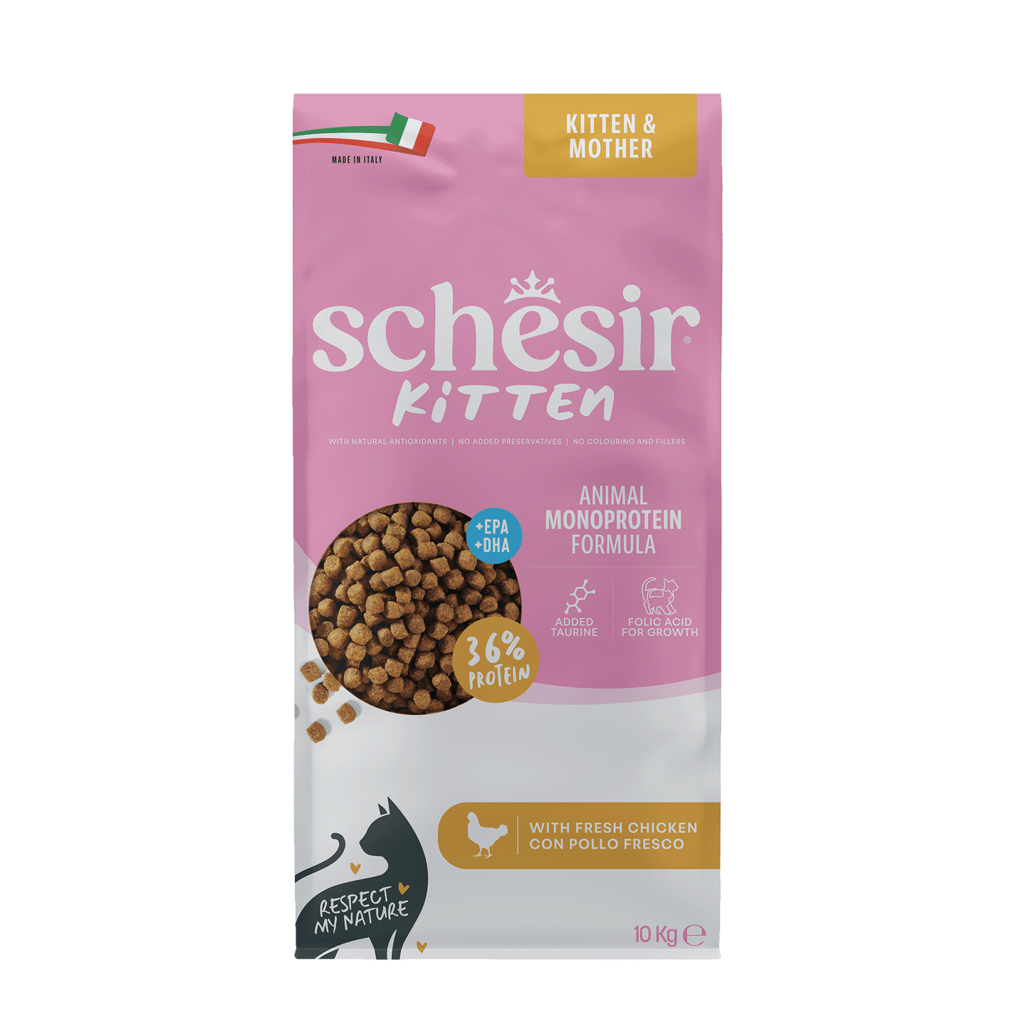 Schesir Monoprotein Kitten Kip – Droog Kattenvoer – 10 kg