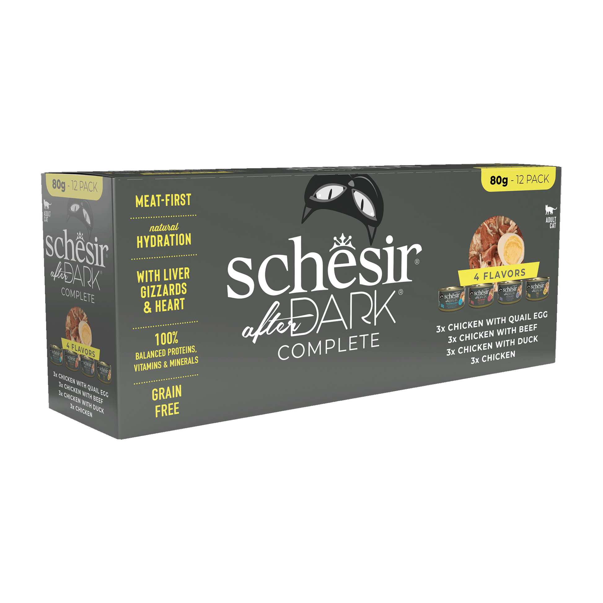 Schesir After Dark Variatiepack Bouillon in Blik – Natvoer – 12 × 80 g